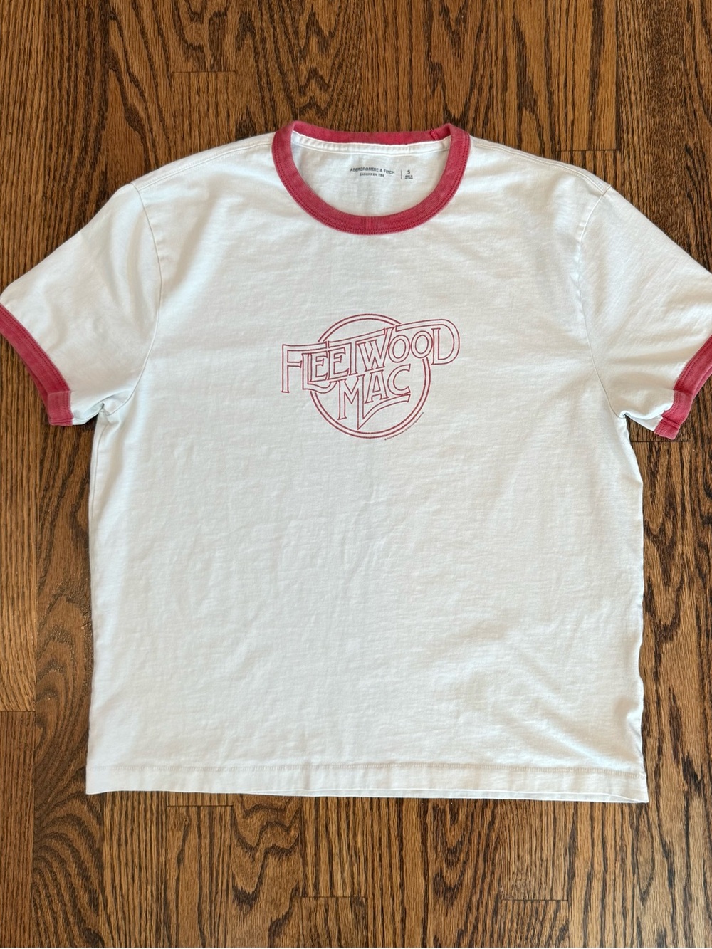 Abercrombie & Fitch Fleetwood Mac Logo Shrunken Tee Ringer Concert T Shirt Small